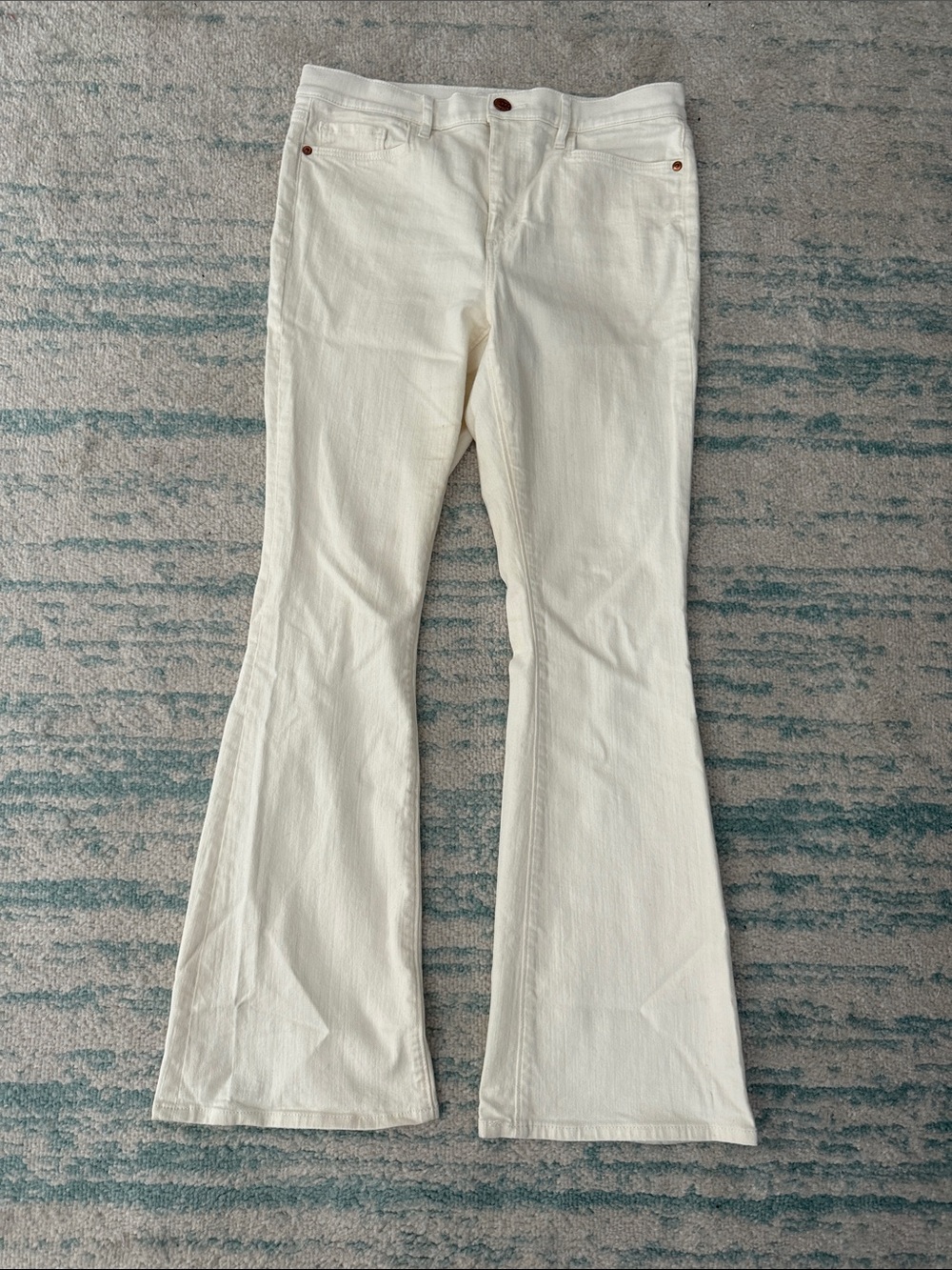 LOFT Cream high rise Flare Jeans